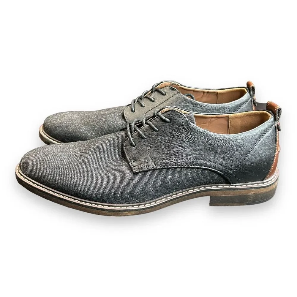 Madden Mens M-Dynamo Oxford Shoes‎ Black Denim Lace Up Round Toe Size 9